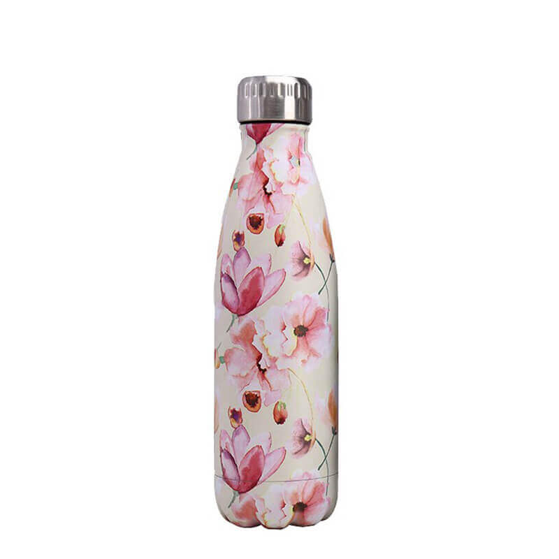 hilloo-bouteille-inox-fleurs-aquarelle-gourde-500ml-isotherme image 1
