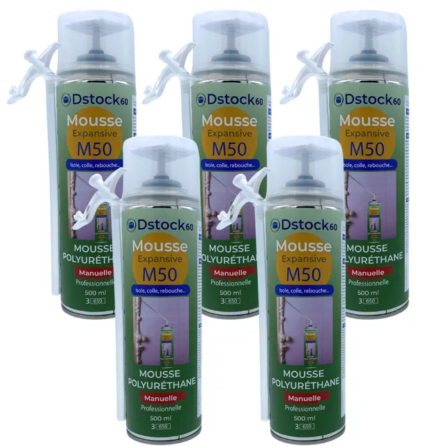 dstock60-mousse-expansive-manuelle-500ml-lot-de-5-polyur-thane image 1