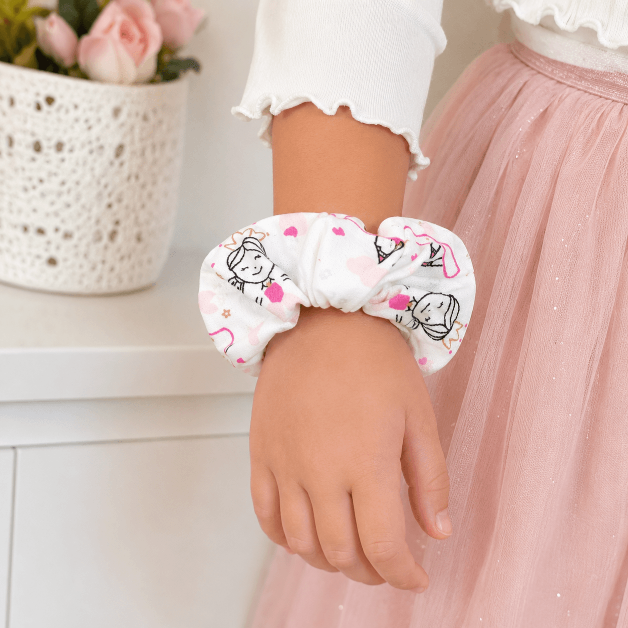 au-bonheur-de-petite-fleur-chouchou-enfant-princesse-coton-blanc-rose image 4