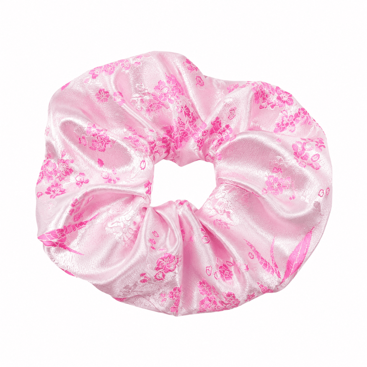 au-bonheur-de-petite-fleur-grand-chouchou-fleuri-rose-satin-14cm image 2