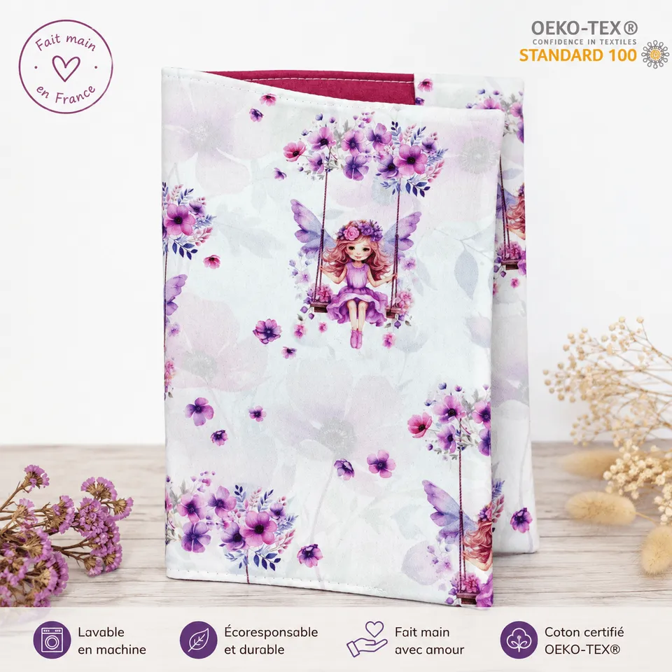 au-bonheur-de-petite-fleur-prot-ge-cahier-tissu-17x22-f-e-violette image 1