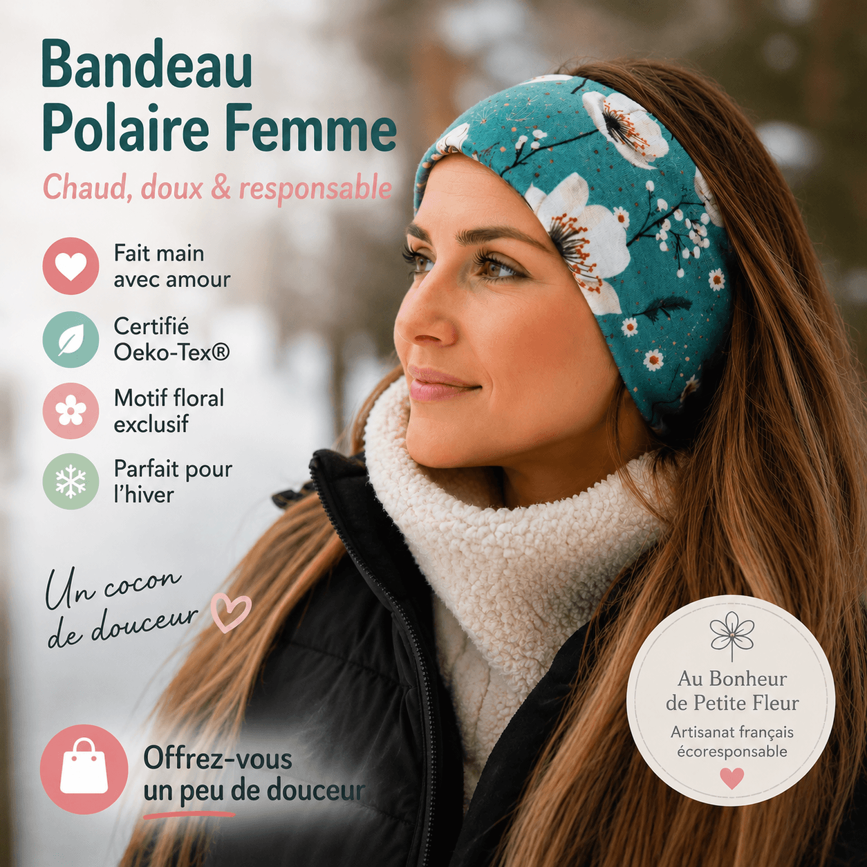 au-bonheur-de-petite-fleur-bandeau-polaire-femme-fleurs-menthol-oeko-tex image 4