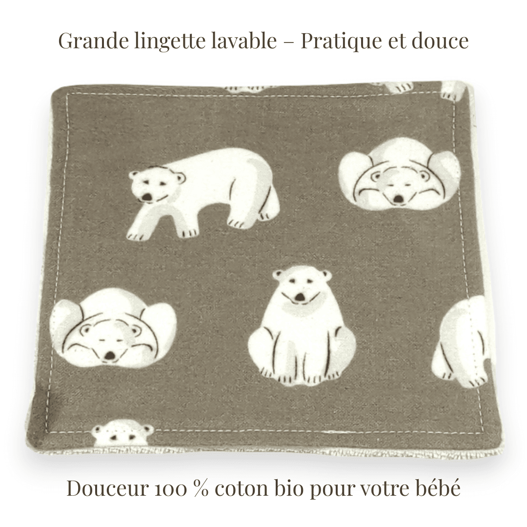 au-bonheur-de-petite-fleur-lingettes-b-b-ours-polaire-15-15-coton-bio image 2