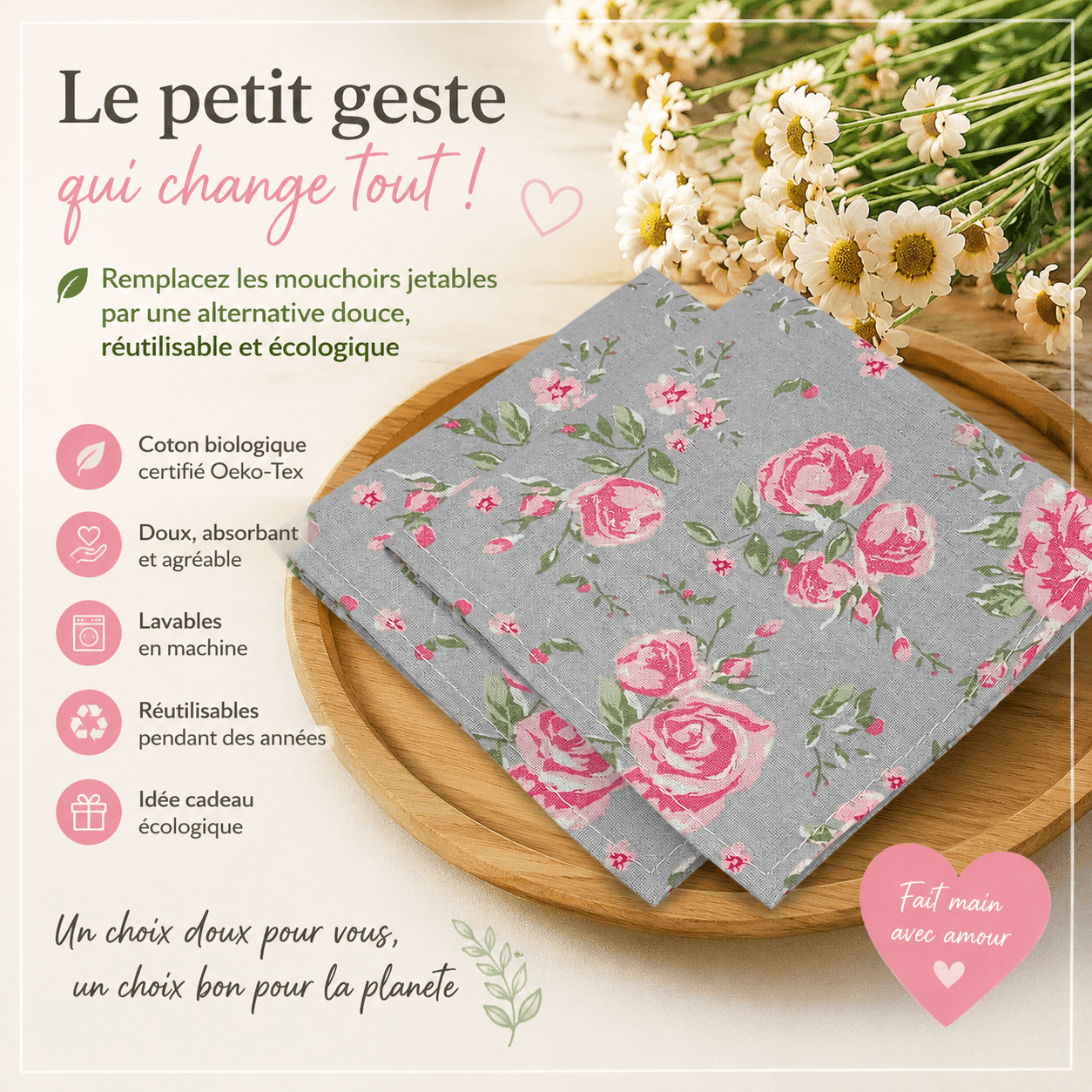 au-bonheur-de-petite-fleur-mouchoirs-coton-bio-lavables-roses image 2