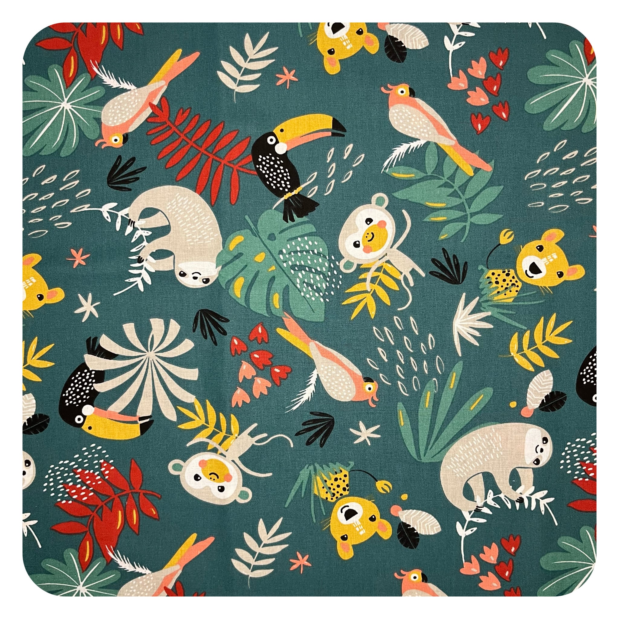 jane-couture-tissus-en-vente-jungle-party-tissu-coton-vert image 1