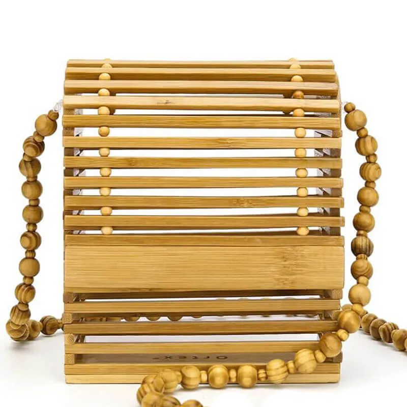 hilloo-sac-coffre-bambou-naturel-bandouli-re-perle image 1