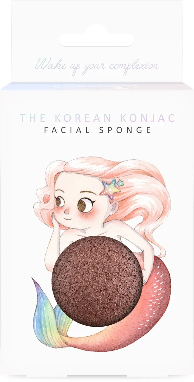 konjac-sponge-company-mermaid-ponge-visage-argile-rouge-crochet image 1