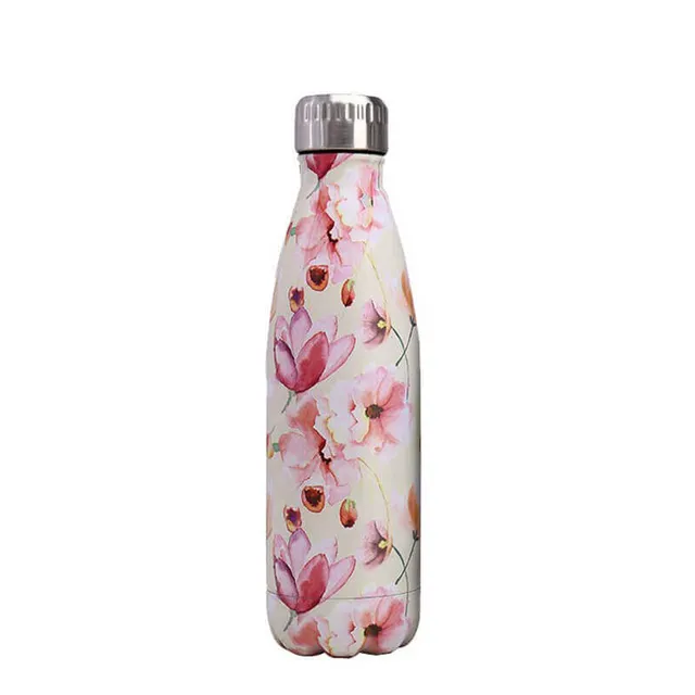 hilloo-bouteille-inox-fleurs-aquarelle-gourde-500ml-isotherme image 1