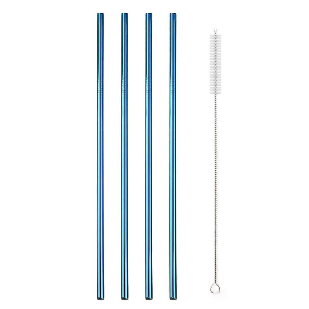 hilloo-paille-inox-bleue-droite-lot-4-goupillon-21-cm image 1