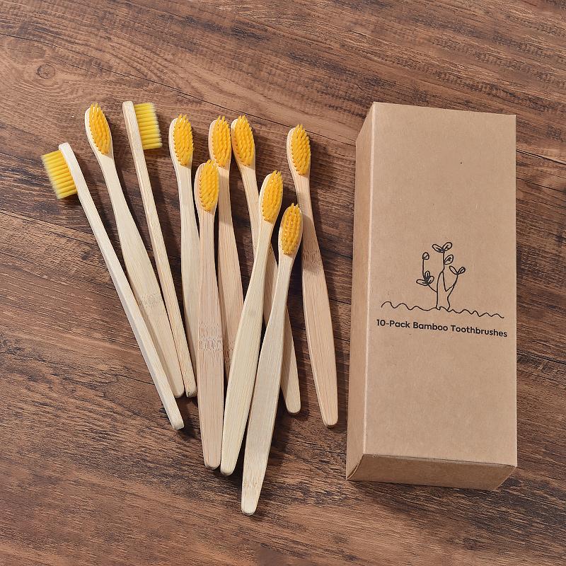 hilloo-brosses-dents-bambou-adulte-brosse-naturel-lot-10-multicolore image 3