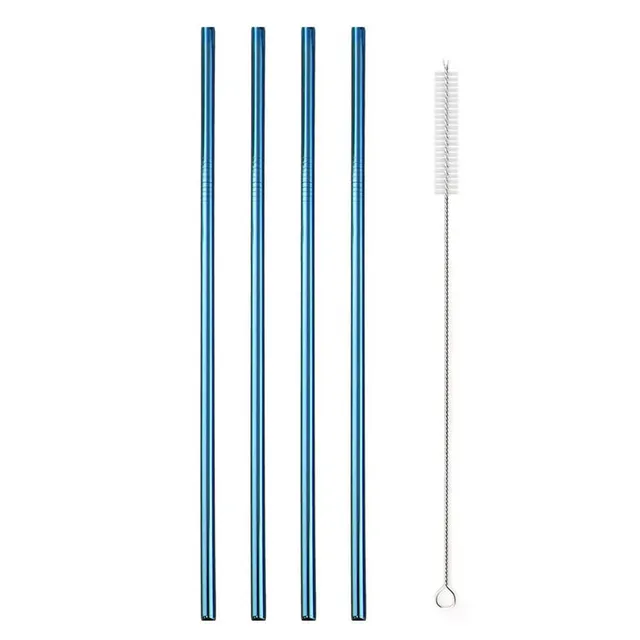 hilloo-paille-inox-bleue-droite-lot-4-goupillon-21-cm image 1