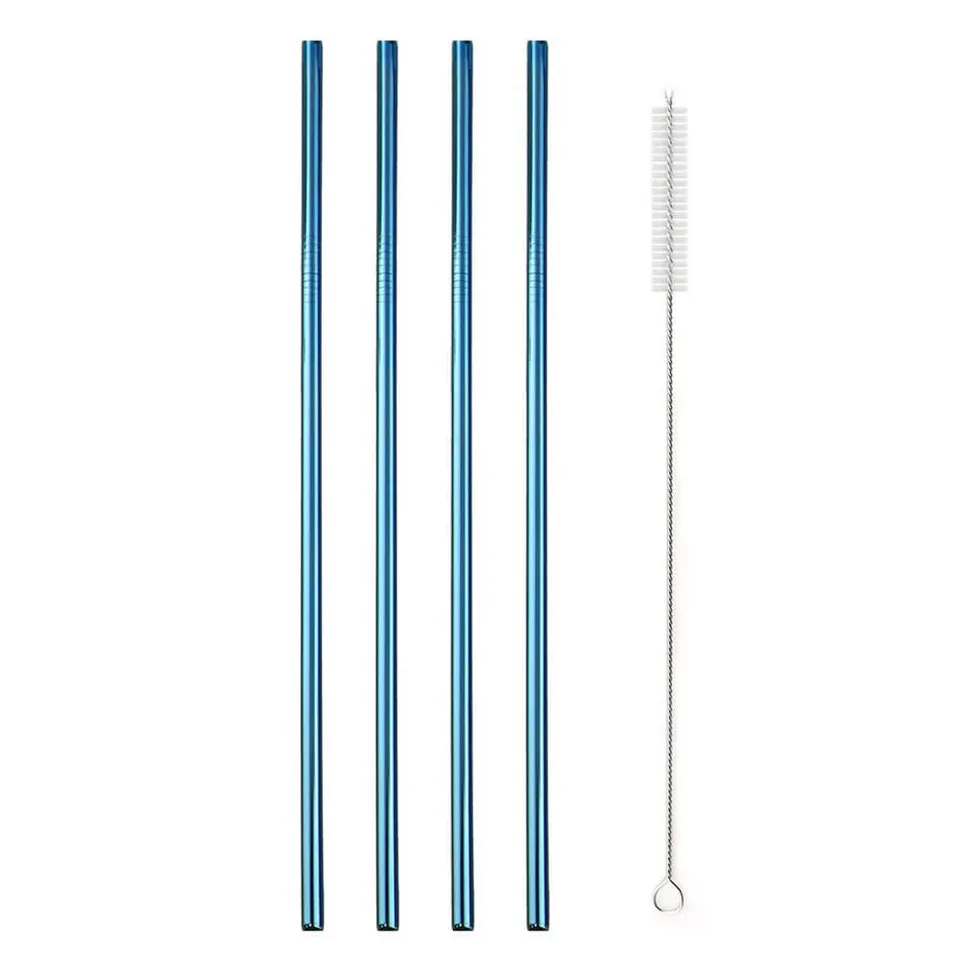 hilloo-paille-inox-bleue-droite-lot-4-goupillon-21-cm image 1