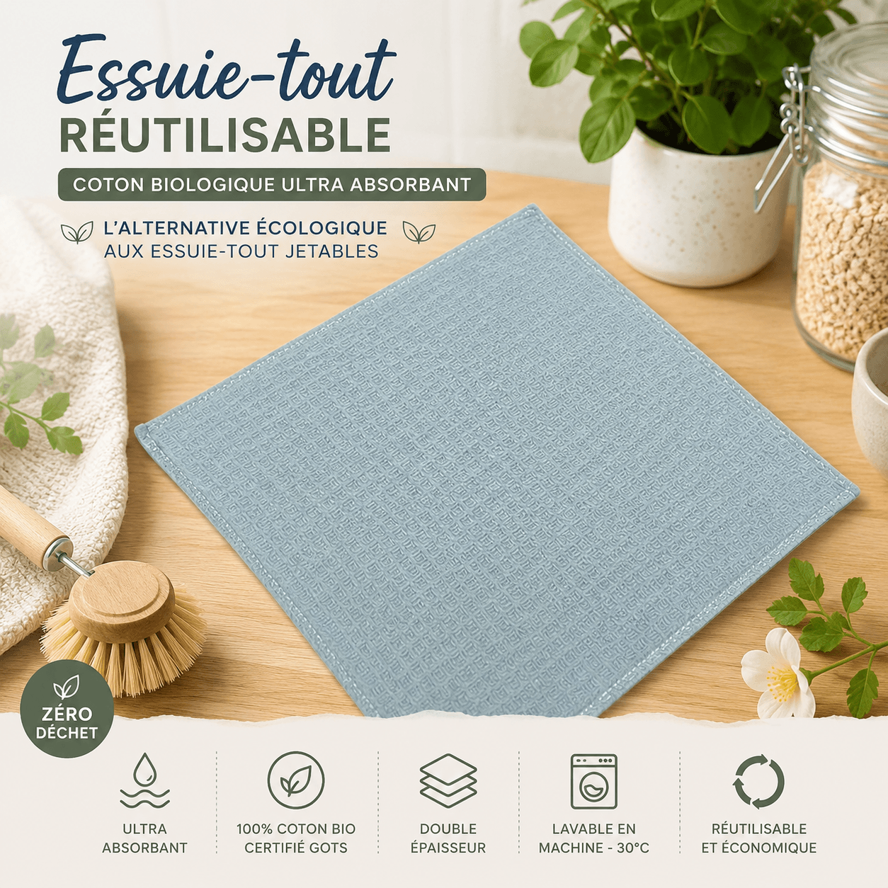 au-bonheur-de-petite-fleur-coin-cuisine-essuie-tout-coton-bio-bleu-gris-lot-3 image 2