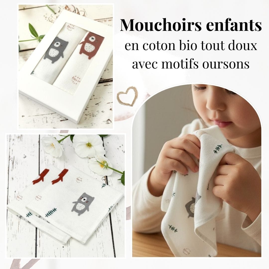 au-bonheur-de-petite-fleur-mouchoirs-enfants-coton-bio-ours-lot-2 image 5