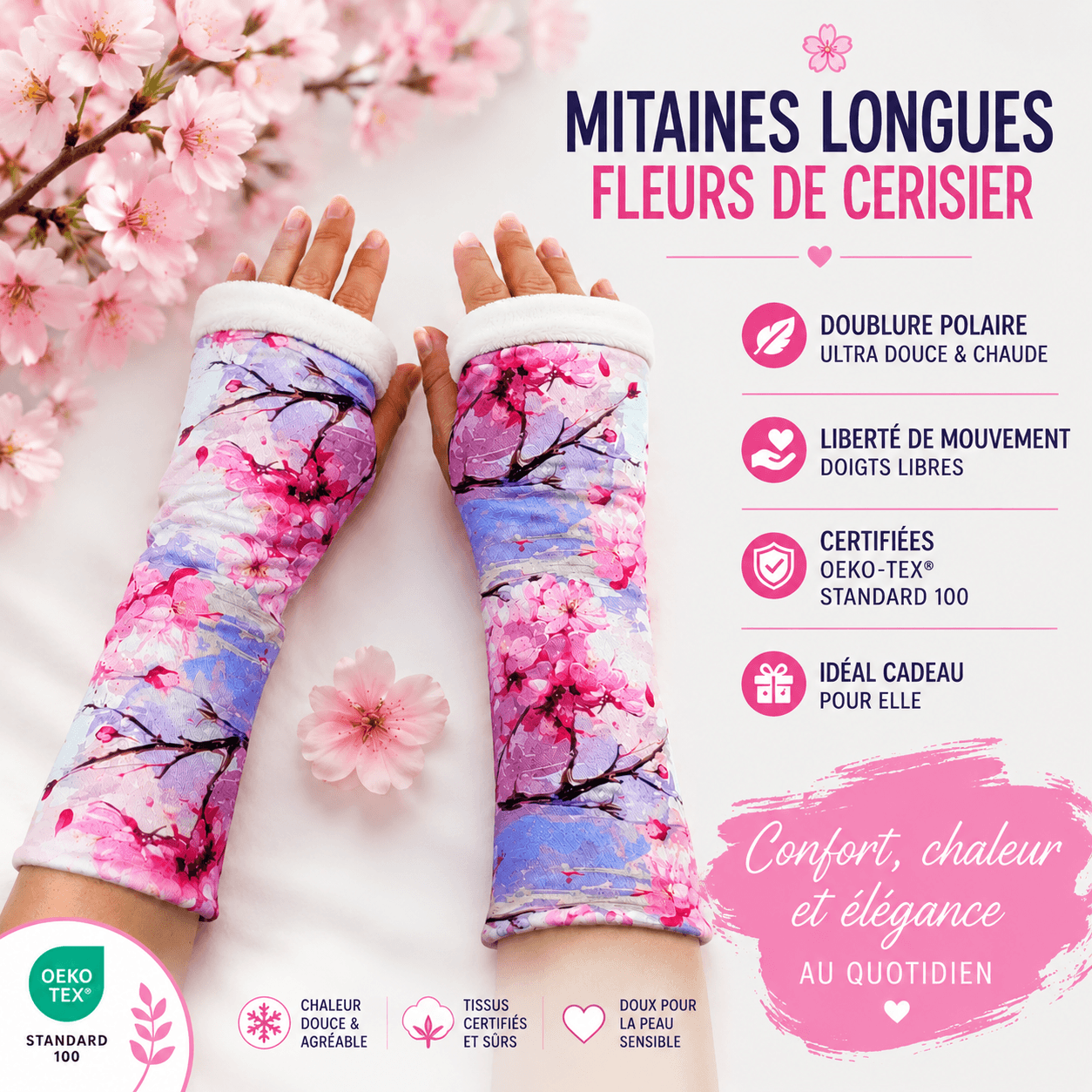 au-bonheur-de-petite-fleur-mitaines-longues-fleurs-de-cerisier-polaire image 2
