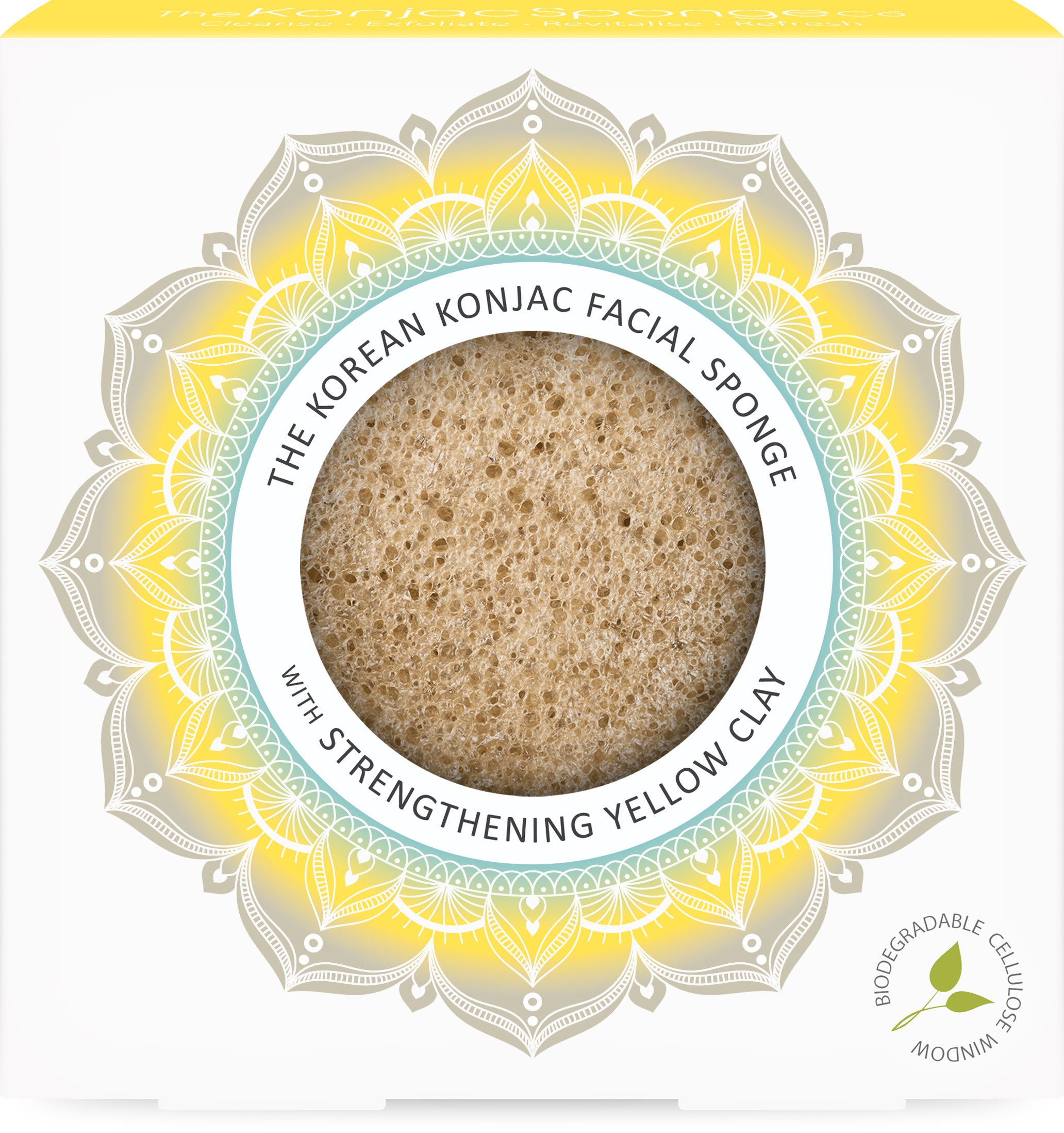 konjac-sponge-company-mandala-yellow-clay-ponge-visage image 1