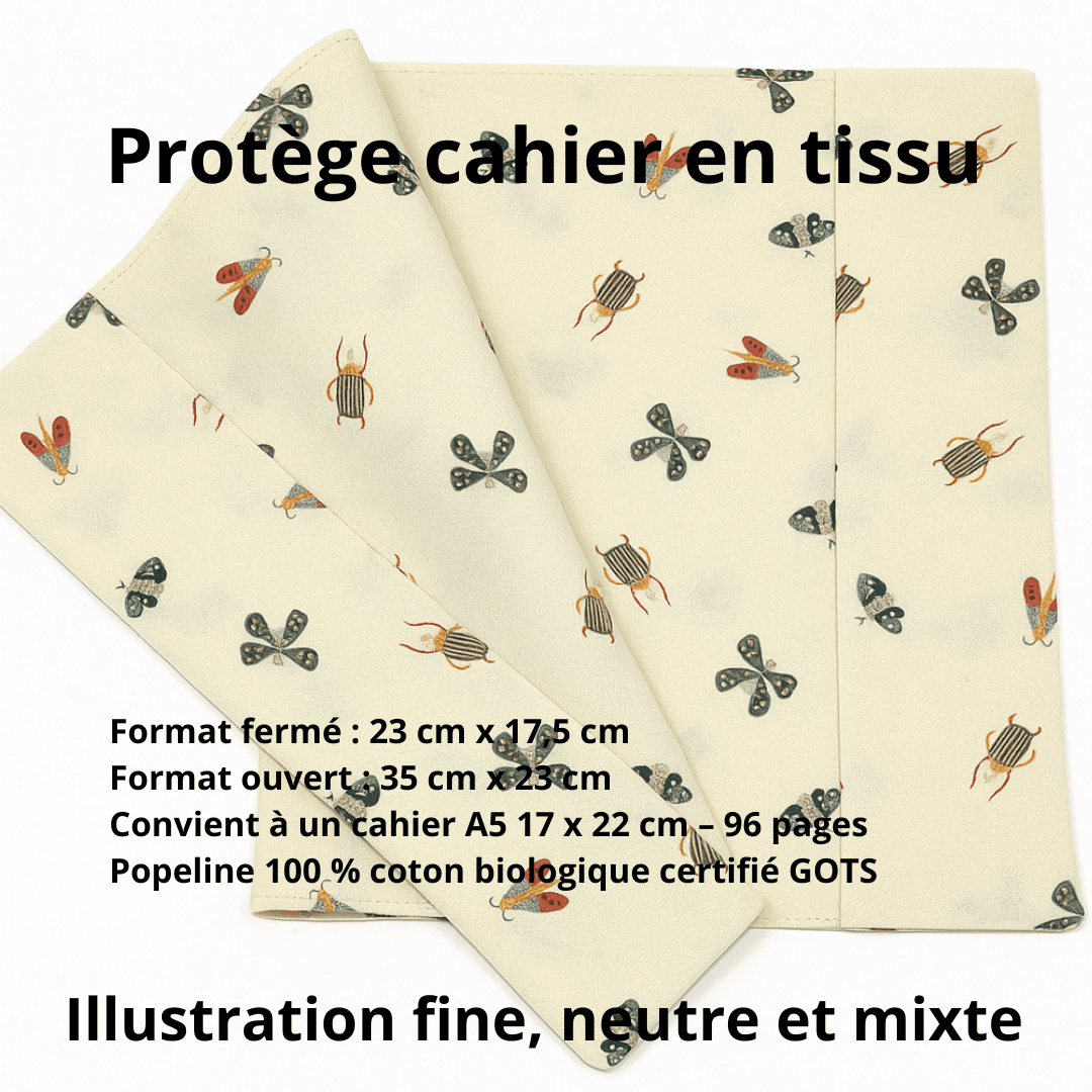 au-bonheur-de-petite-fleur-prot-ge-cahier-insectes-17x22-cm-coton-bio-gots image 4