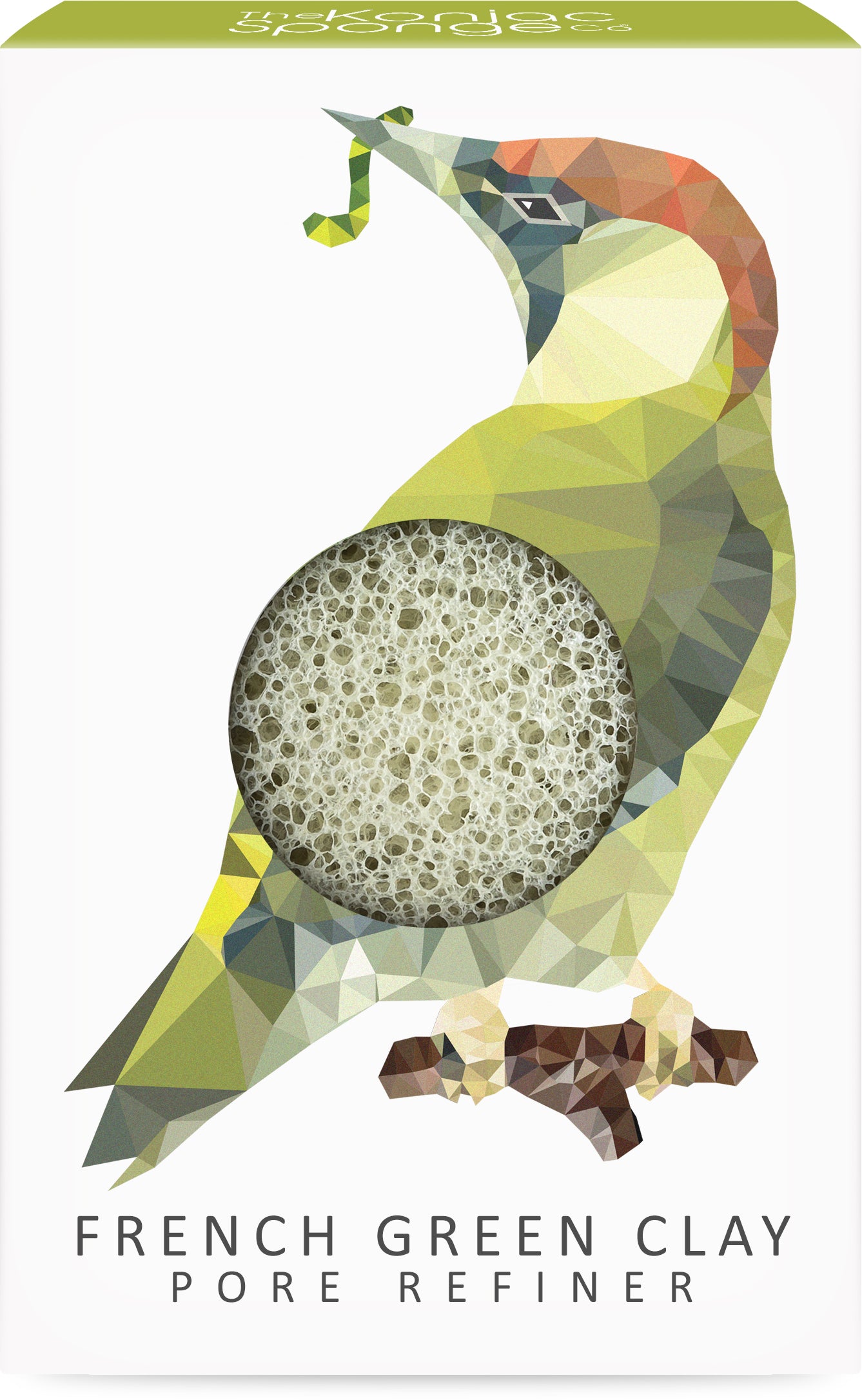 konjac-sponge-company-mini-pore-refiner-woodpecker-ponge-argile-verte image 1