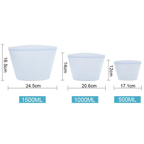 hilloo-sac-silicone-lavable-lot-3-bleu-500-1500ml image 2