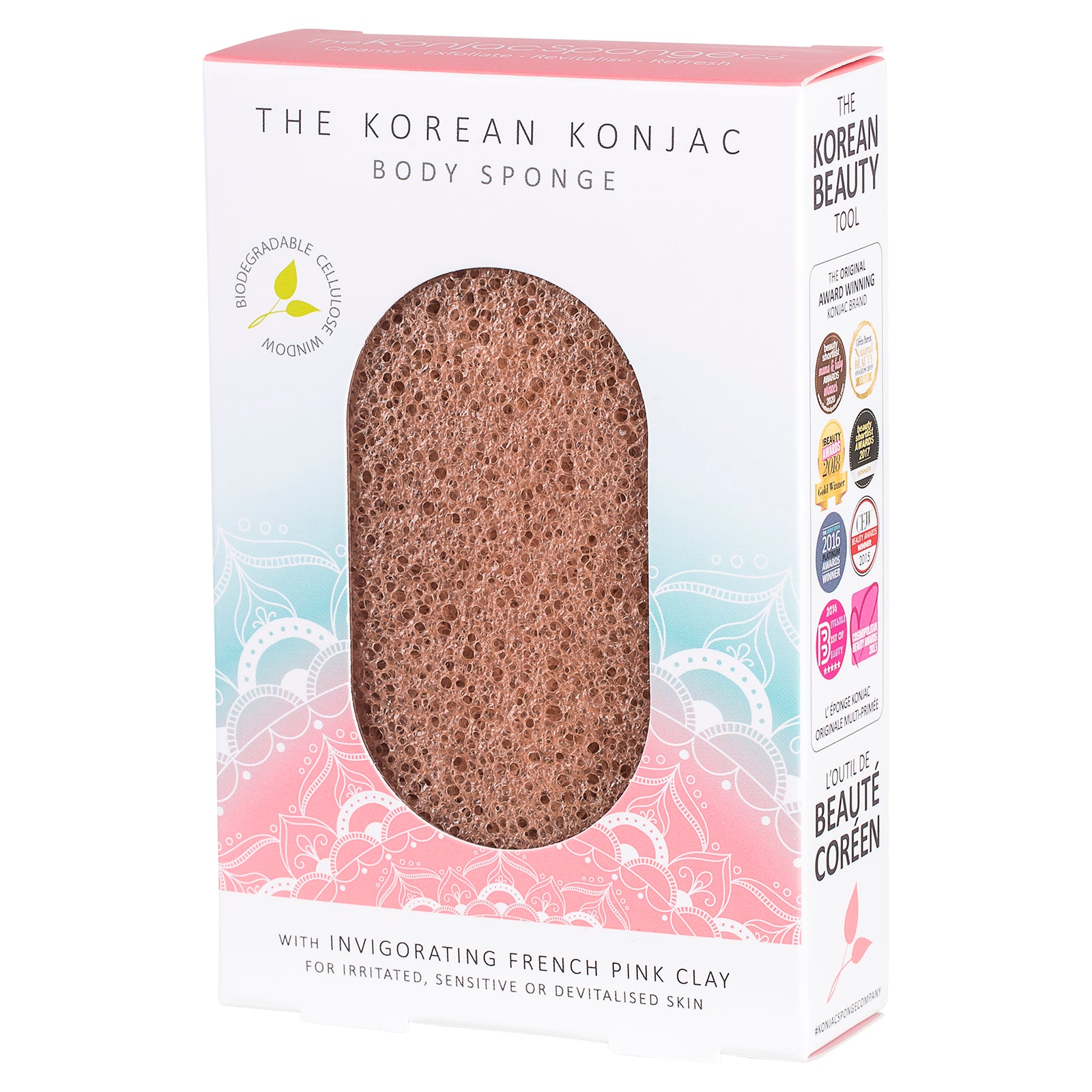 konjac-sponge-company-mandala-pink-clay-ponge-corps-sensible image 2