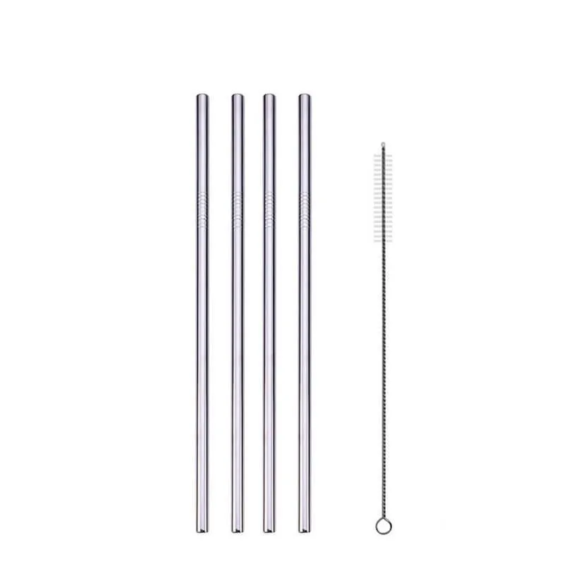 hilloo-pailles-inox-droites-argent-lot-de-4-goupillon image 1