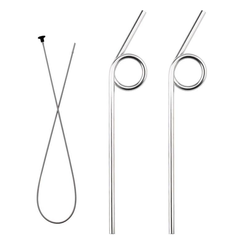 hilloo-paille-inox-design-lot-2-pailles-argent-23-cm image 1