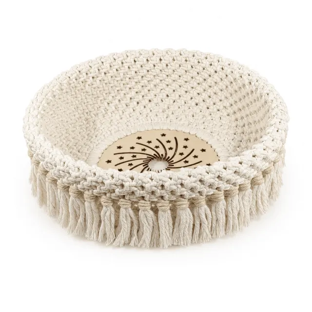au-bonheur-de-petite-fleur-corbeille-macram-cru-26-cm-coton-bois image 1
