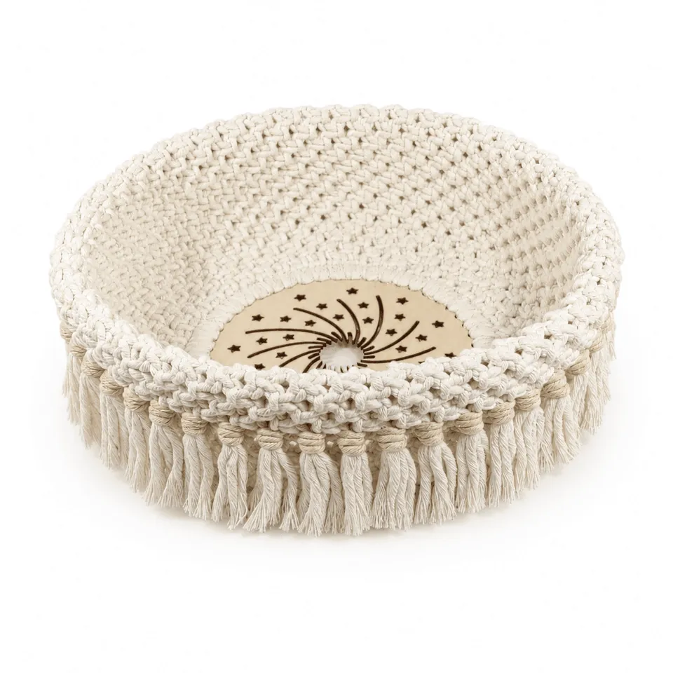 au-bonheur-de-petite-fleur-corbeille-macram-cru-26-cm-coton-bois image 1