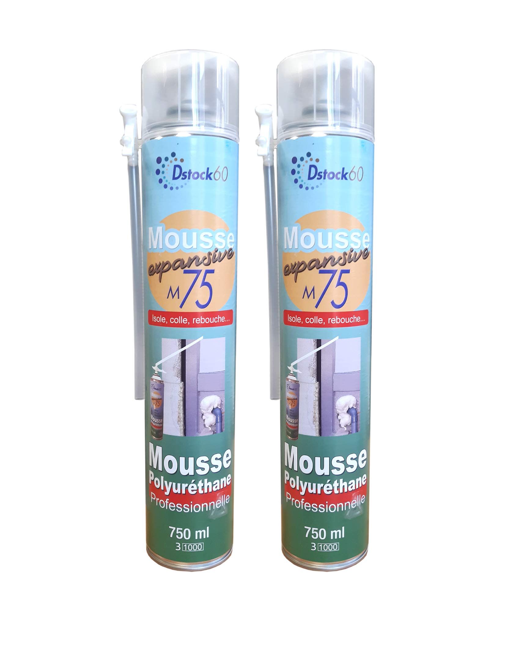 dstock60-mousse-expansive-manuelle-mousse-polyur-thane-750ml-x2 image 1