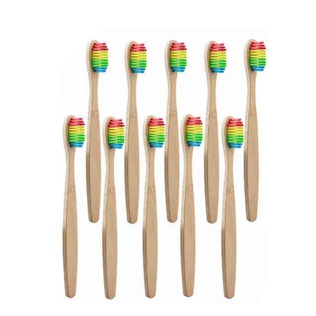 hilloo-brosses-dents-bambou-arc-en-ciel-adulte-10-pcs-poils-souples image 1