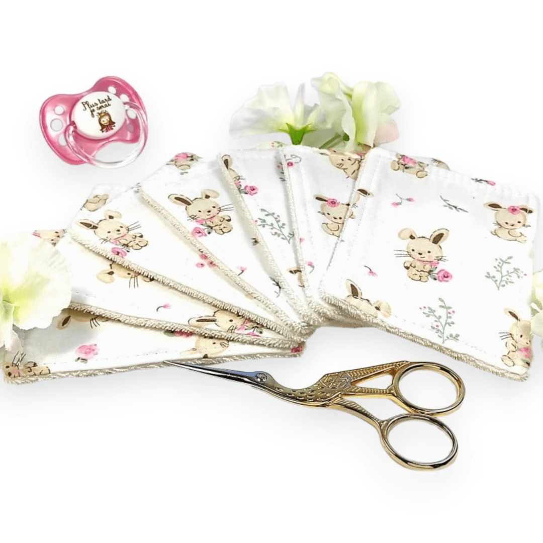au-bonheur-de-petite-fleur-lingettes-b-b-coton-bio-lot-7-adorable-lapin image 1
