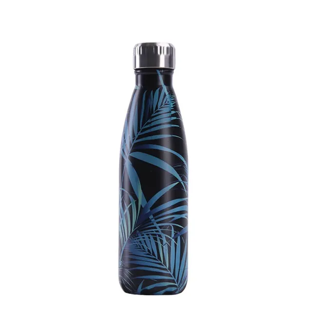 hilloo-bouteille-inox-feuilles-bleues-500-ml-isotherme image 1
