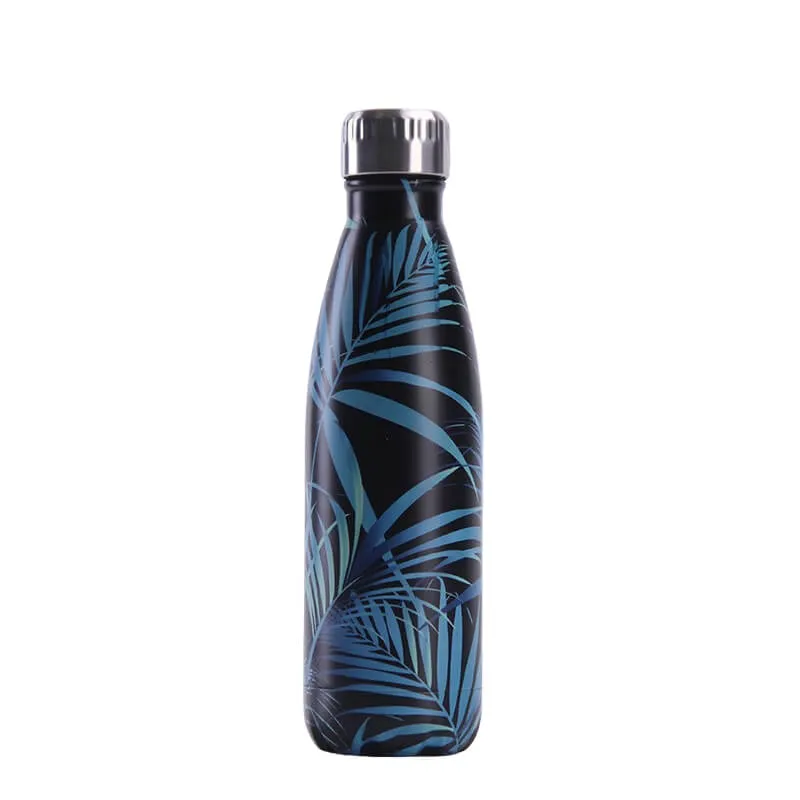 hilloo-bouteille-inox-feuilles-bleues-500-ml-isotherme image 1
