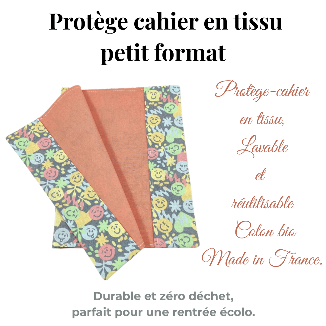 au-bonheur-de-petite-fleur-prot-ge-cahier-sourire-coton-bio-lavable image 2