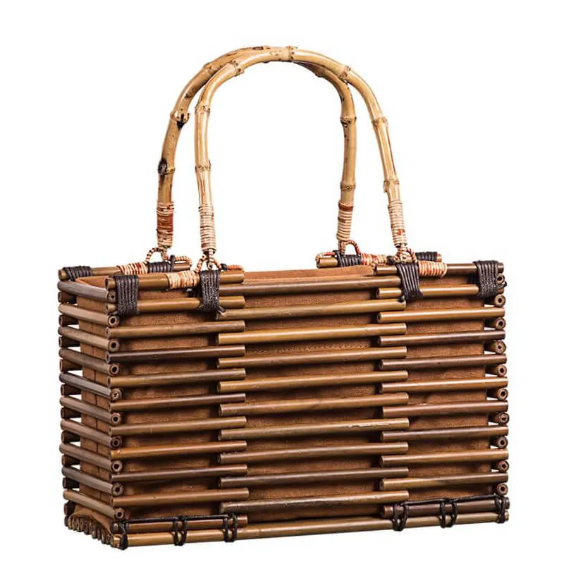 hilloo-sacs-bambou-vintage-sac-bambou-marron-fait-main image 1