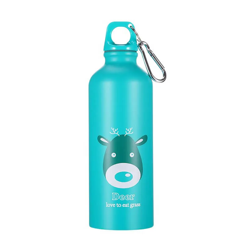 hilloo-gourde-inox-cerf-500ml-bleu-turquoise-simple-paroi image 1