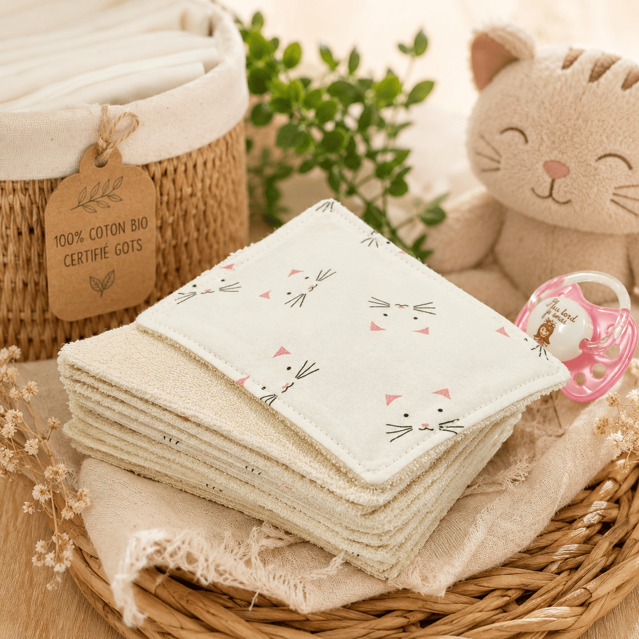 au-bonheur-de-petite-fleur-lingettes-b-b-lavables-chats-lot-7 image 1