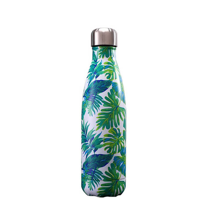 hilloo-bouteille-inox-500ml-feuilles-vertes-et-bleues image 1