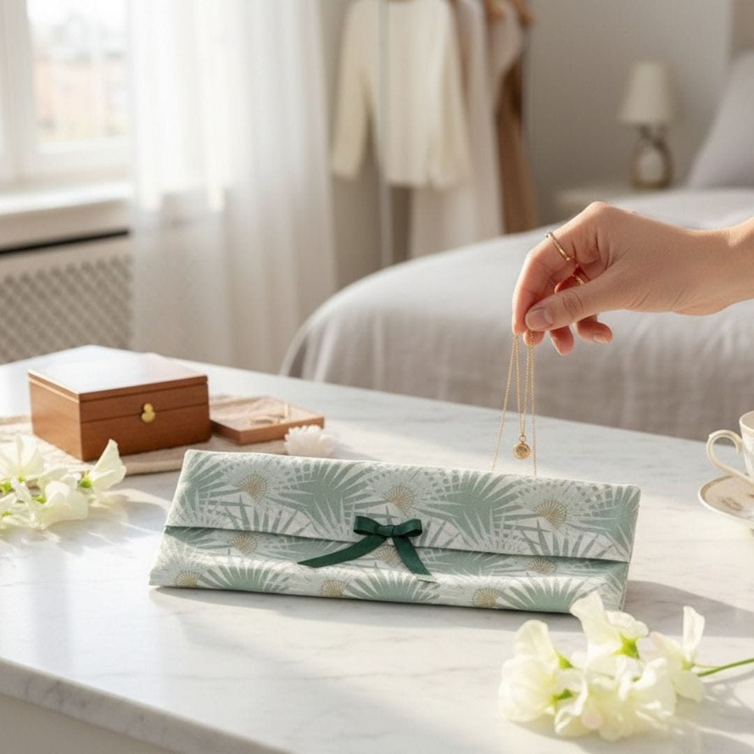 au-bonheur-de-petite-fleur-emballages-pochette-montre-bracelet-tissu-coton-vert image 2