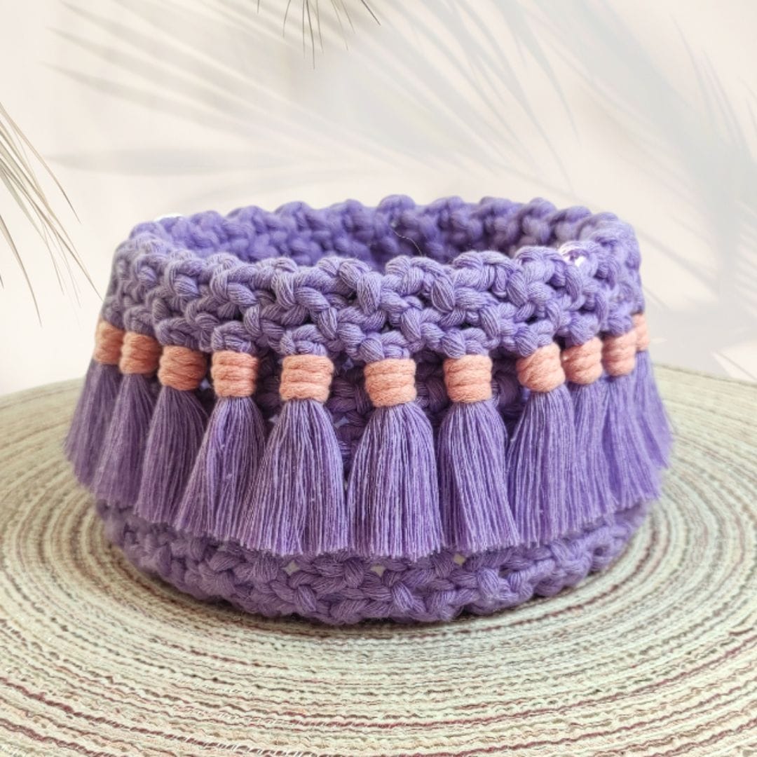 au-bonheur-de-petite-fleur-corbeille-macram-violet-coton-peign-fait-main image 1