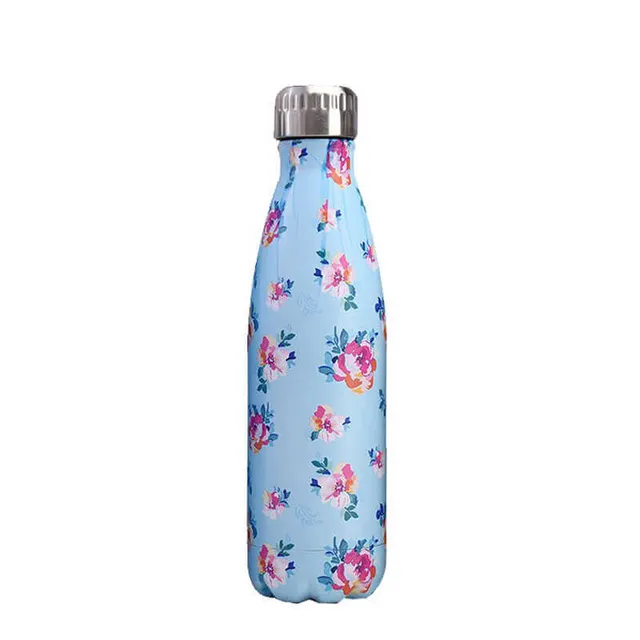 hilloo-pivoines-bouteille-inox-500ml-rose-isotherme image 1