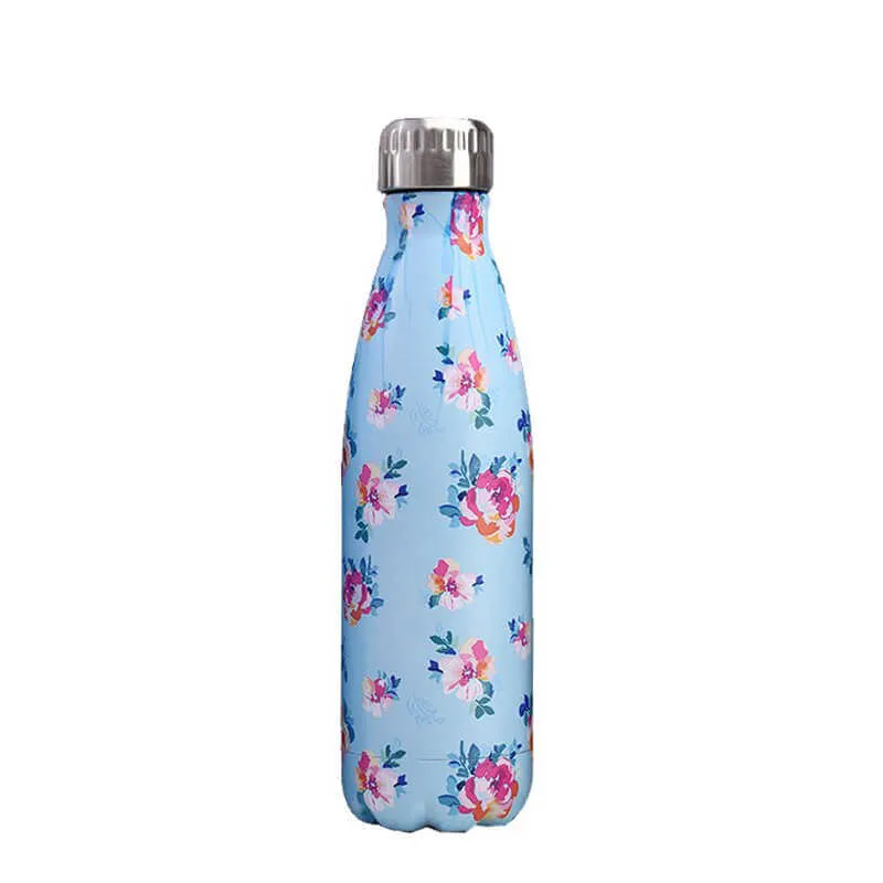 hilloo-pivoines-bouteille-inox-500ml-rose-isotherme image 1