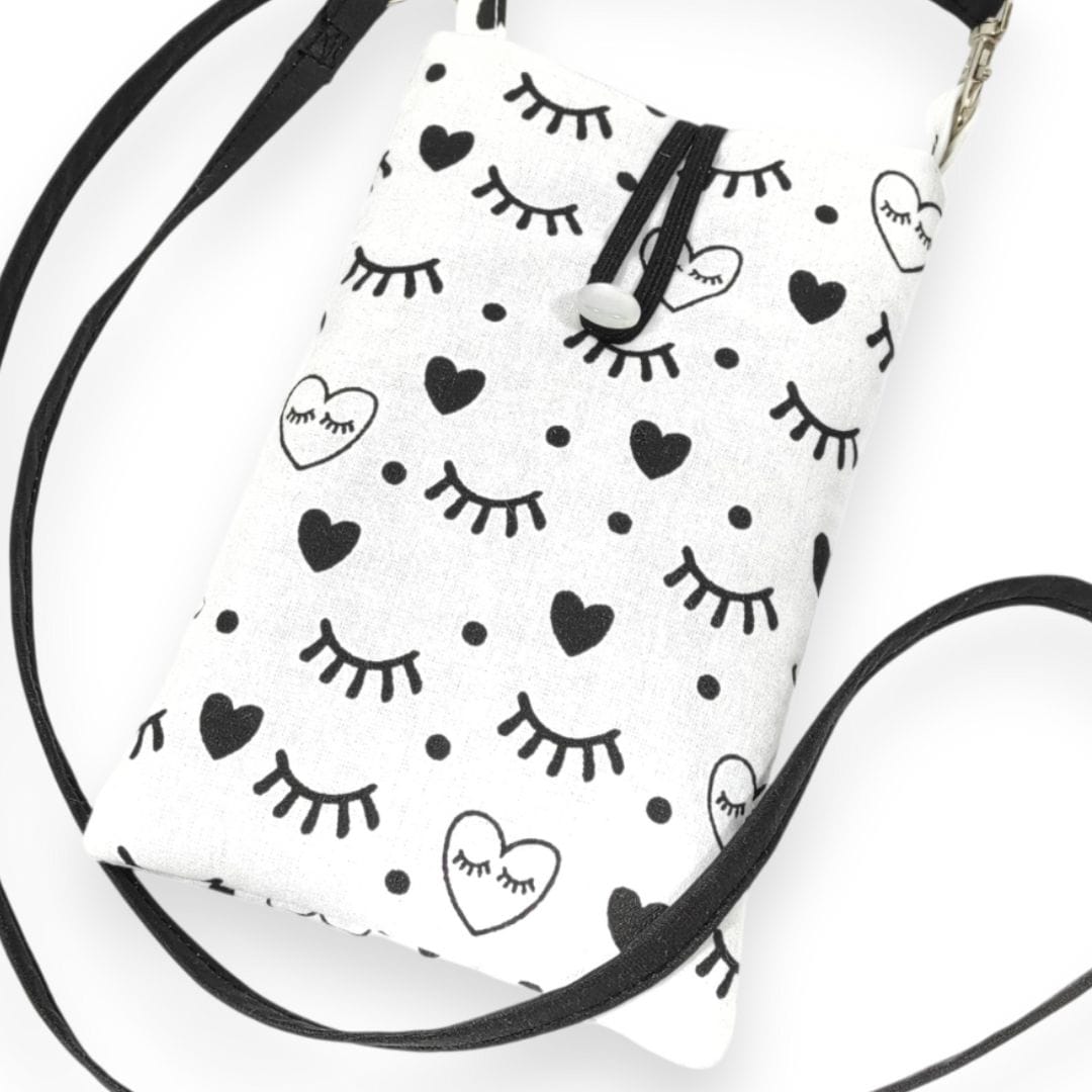 au-bonheur-de-petite-fleur-sac-t-l-phone-coton-bio-noir-blanc-bandouli-re image 3