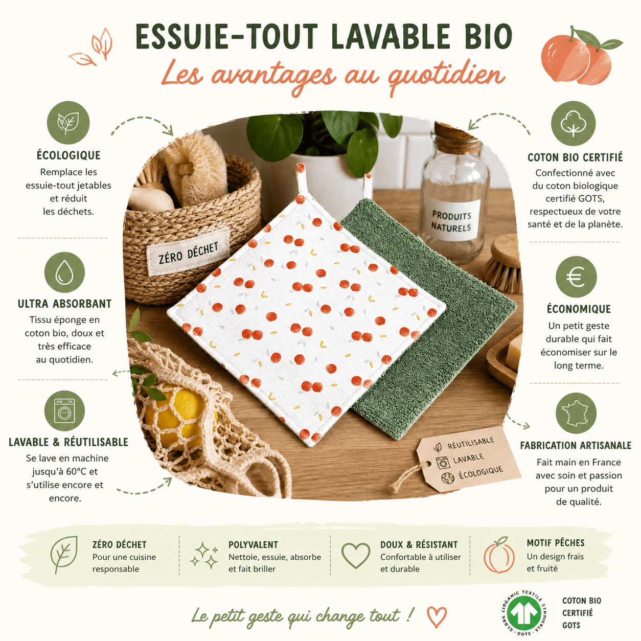 au-bonheur-de-petite-fleur-essuie-tout-lavable-p-ches-22x22-cm-bio image 3