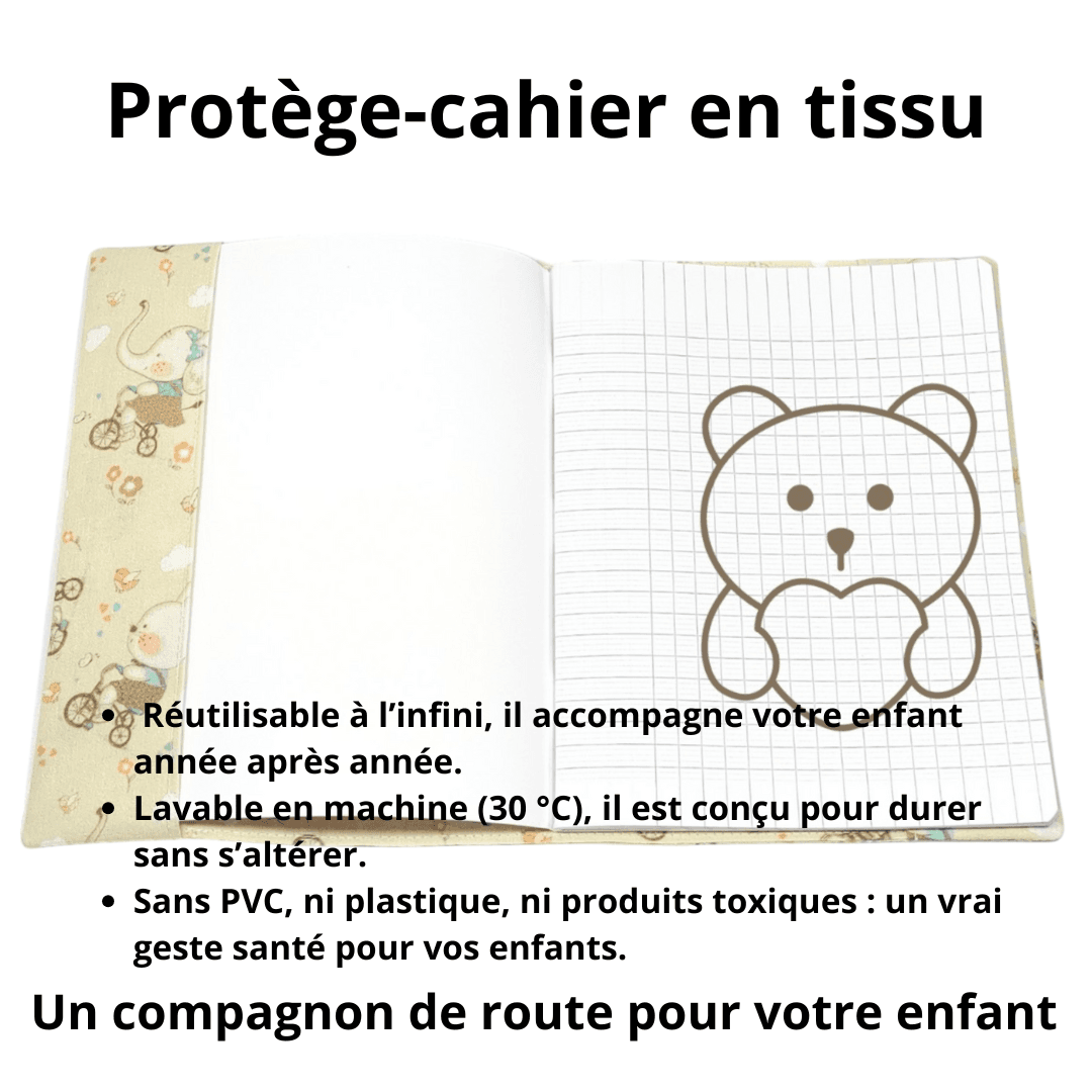 au-bonheur-de-petite-fleur-prot-ge-cahier-oursons-v-lo-17x22-cm-coton-bio image 4