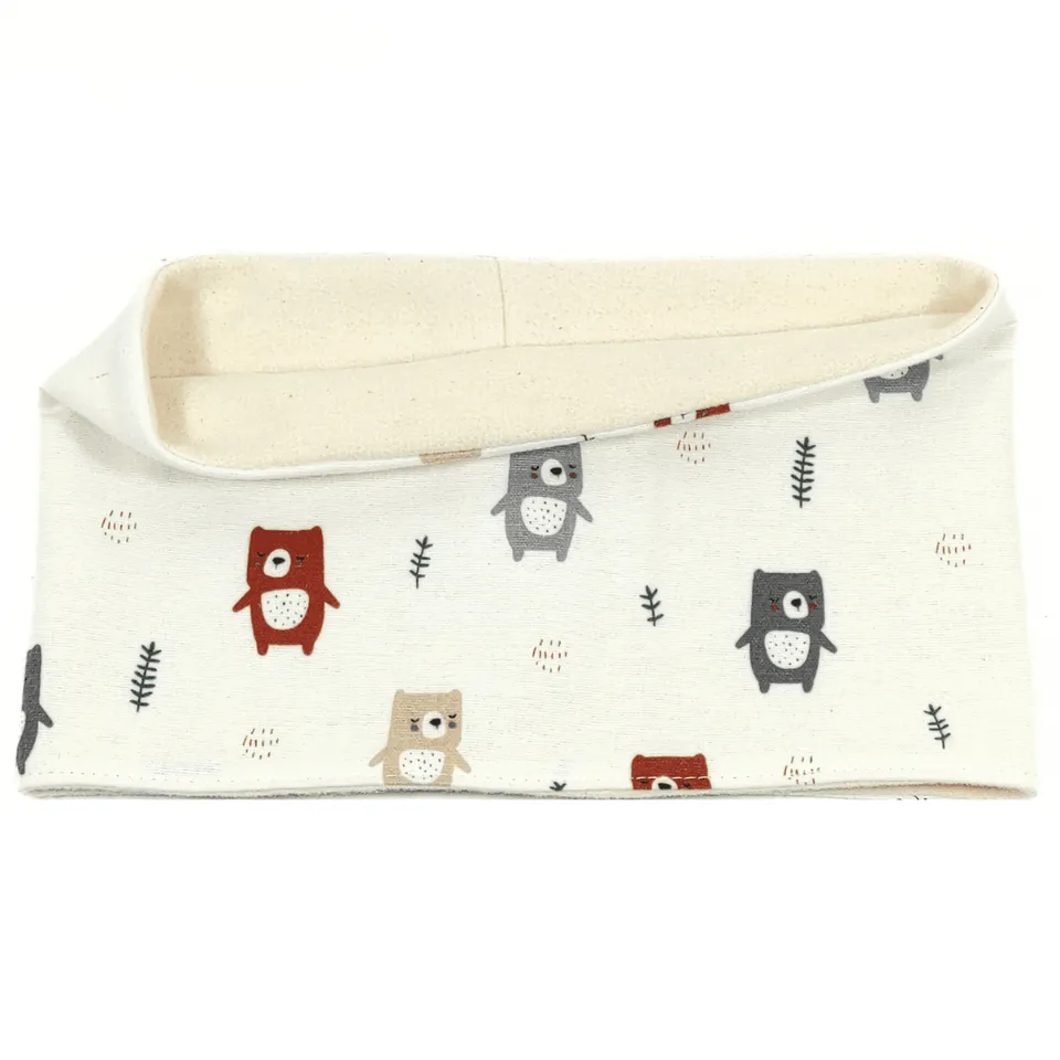 au-bonheur-de-petite-fleur-snood-enfant-ours-coton-bio-cru image 1
