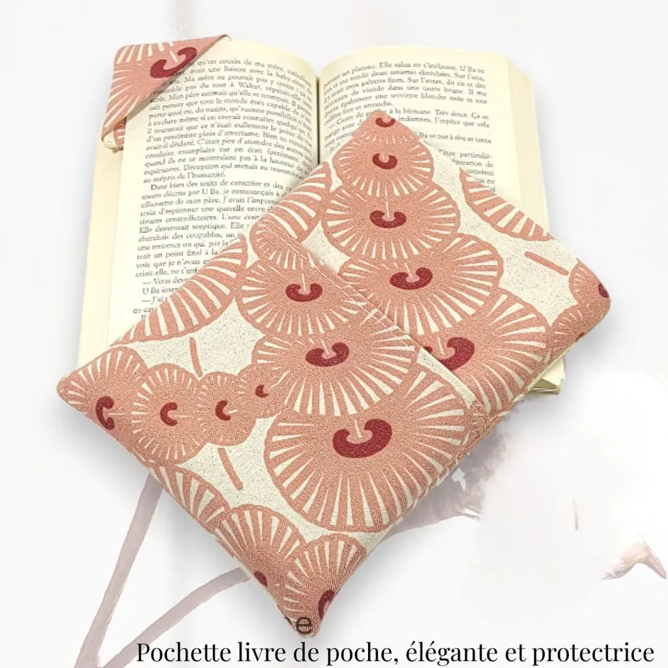au-bonheur-de-petite-fleur-housse-livre-poche-coton-bio-parasol-marque-page image 1