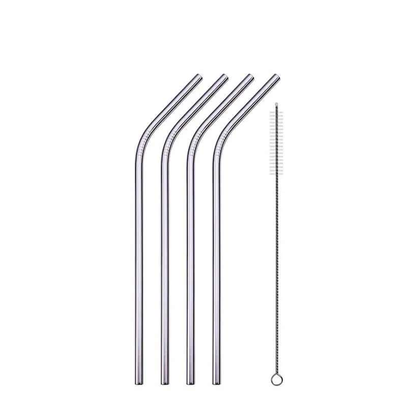 hilloo-pailles-inox-paille-courb-e-argent-lot-de-4-goupillon image 1