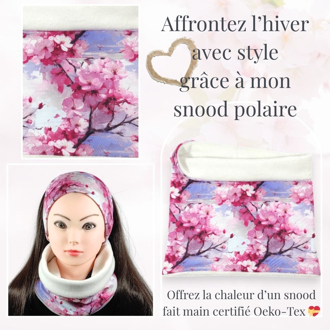 au-bonheur-de-petite-fleur-snood-femme-polaire-fleurs-de-cerisier-oeko-tex image 3