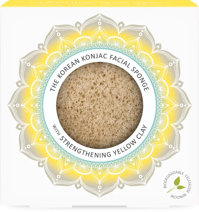 konjac-sponge-company-mandala-yellow-clay-ponge-visage image 1
